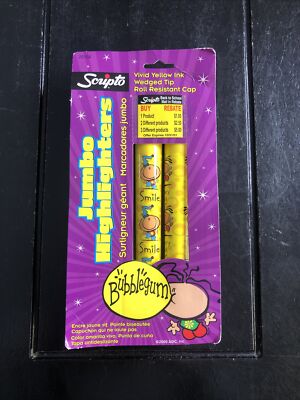 Bubblegum Club Characters Scripto Jumbo Highlighters Vintage NOS