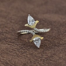 925 Sterling Silver With Real 9k gold Jewelry CZ Gemstone Ring For Wedding Rings