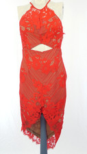 Dress Red Lace Cut Out Special Occasion Bodycon Asymmetric BNWT S Love Triangle