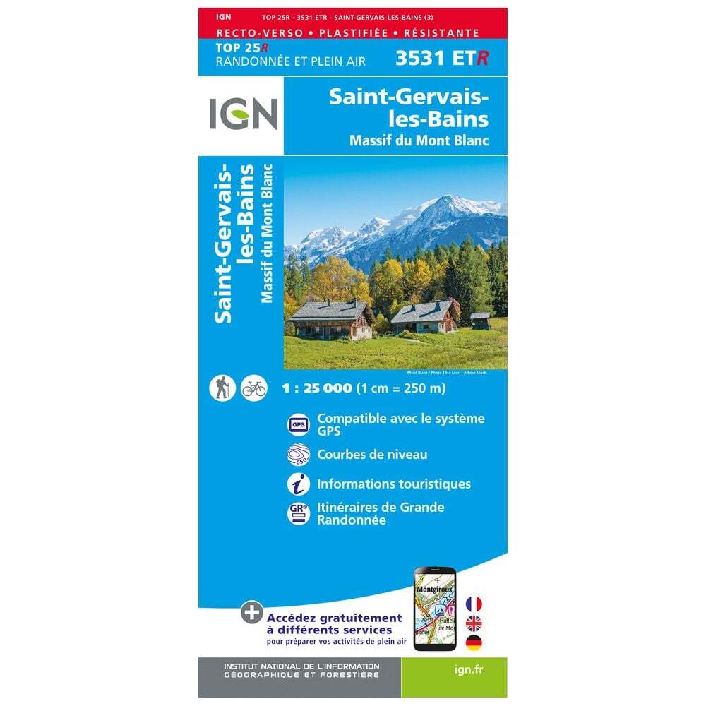 France 1:25K map 3531ETR St-Gervais-les-Bains Massif du Mont Blanc hiking