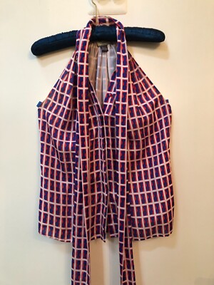 Issa London 100% Silk Halter Top, Lightweight, Ties in Front