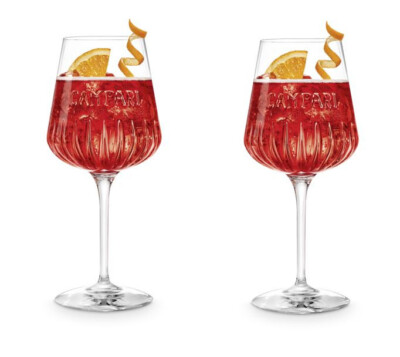 2 Stück Original Campari Relief Gläser NEU! Spritz Gläser Sprizz