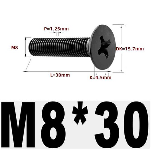 Black 304 Stainless Steel Cross Countersunk Head Screws Flat Head Long Screws - Picture 171 of 202