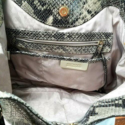 MICHAEL KORS Python Snake Print Satchel Shoulder Bag Handbag Zippers $395+ VEUC* - Picture 11 of 12
