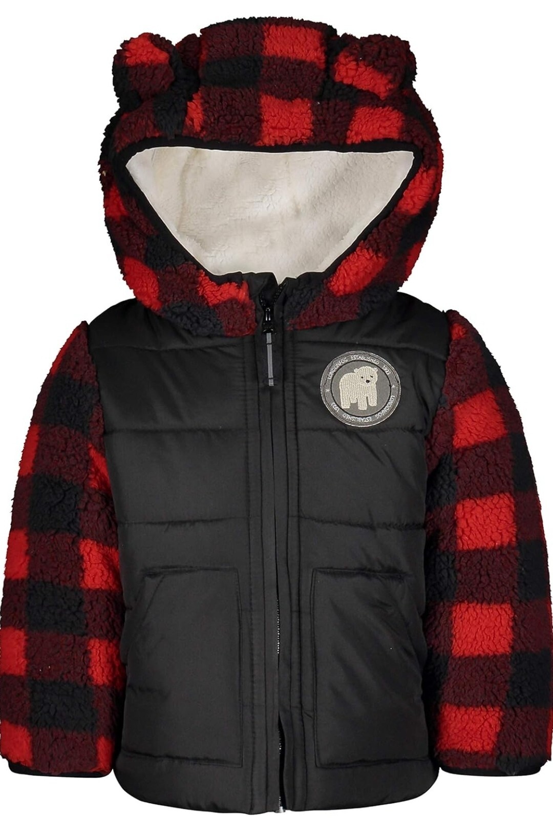 Carters London Fog Boys Cozy Sherpa Vest Puffer Jacket with Ears 3T EUC