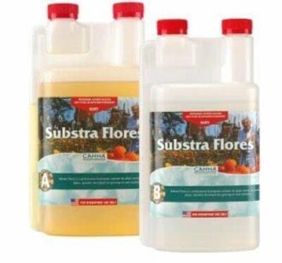 Canna Substra Flores A&B 1 Liter Set (Soft Water) Root Hydroponic Nutrient 1L