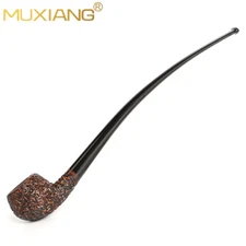 Freehand Briar Wooden Tobacco Pipe Curved Cumberland Stem Smoking Reading Pipe 