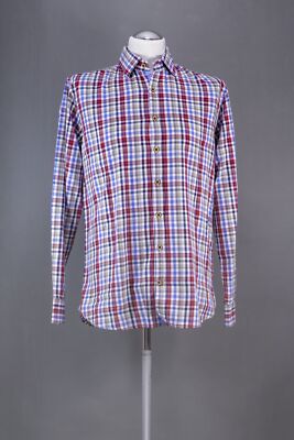 BRAX Freizeithemd Hemd Kelby M rot blau kariert Langarm Kentkragen Cotton B1125