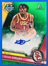 QTY AVL #/99 Isaiah Collier Auto 1st Bowman Chrome Green Refractor Autograph