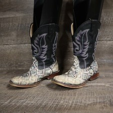 Roper Kids Black Faux Leather Glitter Sparkle Snip Toe Western Boots