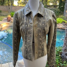 Yvonne & Marie Women's Small Python Print Leather Jacket Snake Appears New