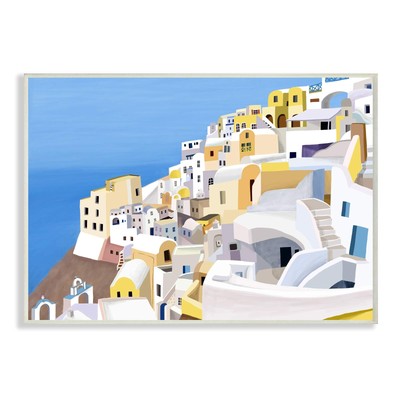 Coastal Greek Cliffside City White Yellow Buildings, Design by Carla Daly Wal...