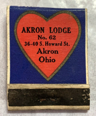 Matchbook Akron Lodge No. 62 Akron Ohio Loyal Order Of Moose Protection #0165