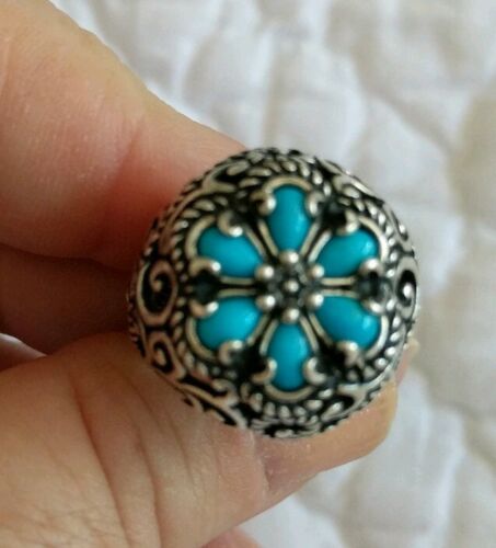Carolyn Pollack Sleeping Beauty Turquoise Cluster Design Signature Ring 9