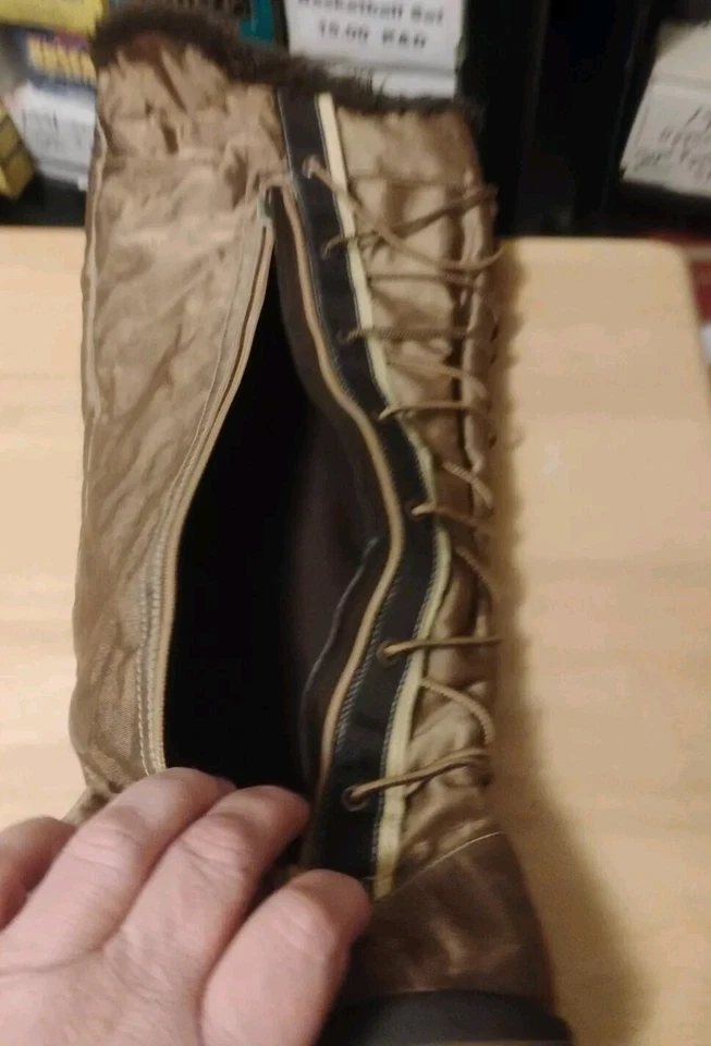 Timberland Botas Altas de Invierno Hasta la Rodilla Cremallera Lateral Cordones Dorado Marrón Mujeres Talla 7.5M Foto 4 de 4