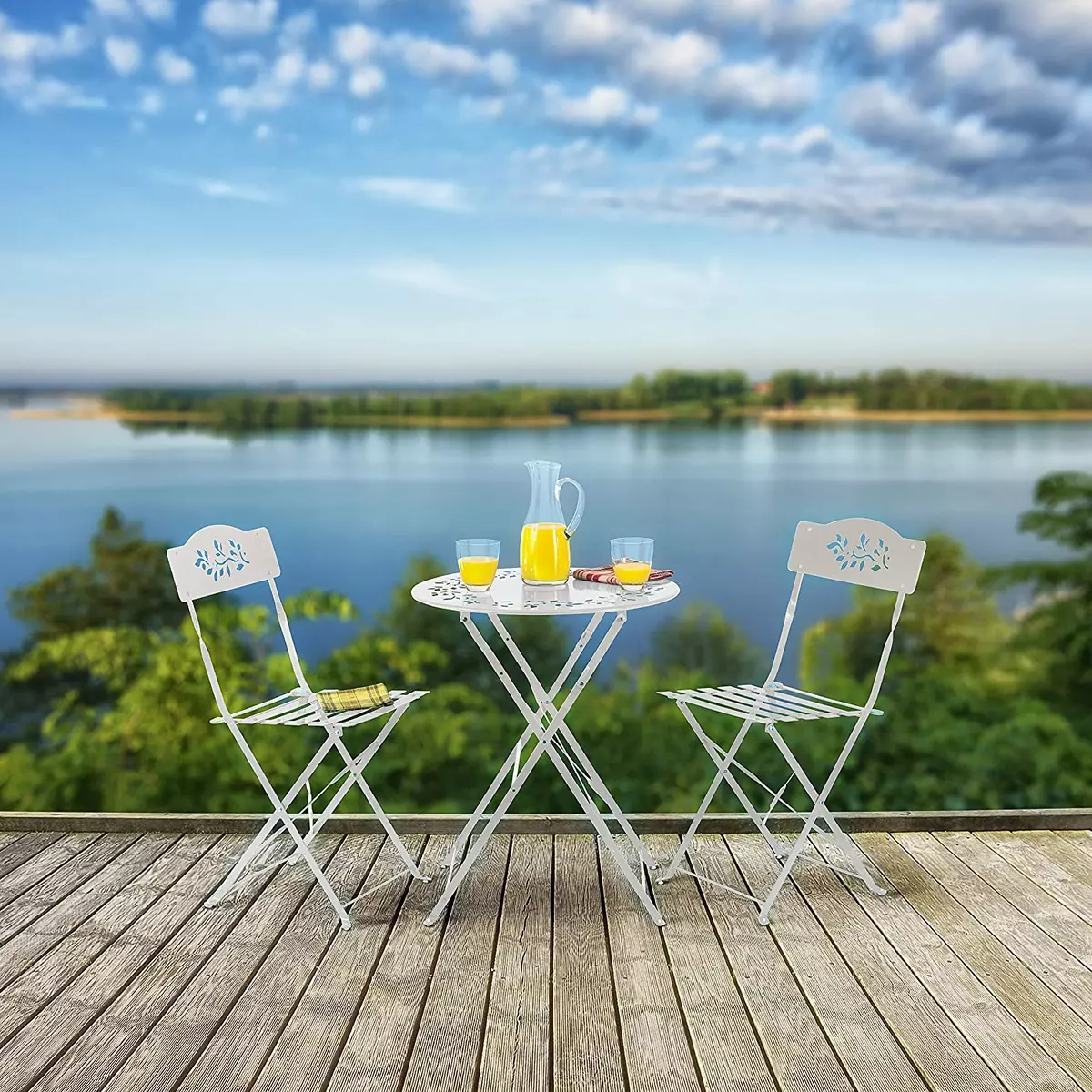 Alpine Corporation Indoor Outdoor 3 Piece Bistro Set Folding Table