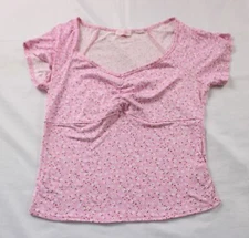 Pink Lily Women's My Own Path Cinched Bust Floral Knit Tee JJ4 Pink Large 