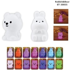 Bougie Lampe Nuit LED Silicone Table de Chevet Enfants RGB Lapin Et Ours