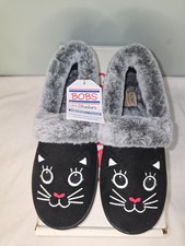 Bobs by Skechers Cozy kiss Meow Slippers in Black, Women's size 8, New in Box