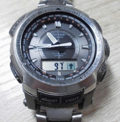 Casio Pro Trek PRW 5100T Analog Digital Watch Titanium Radio Wave Solar