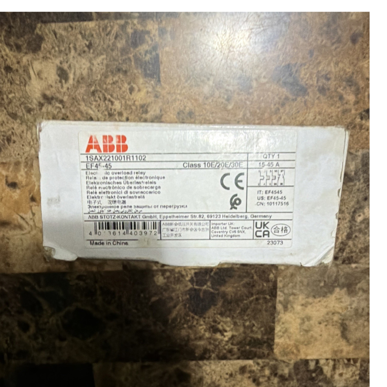 ABB EF45-45 Electronic Overload Relay 15-45A Manual Reset Test 1SAX221001R1102