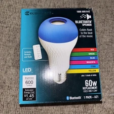 Ecosmart LED Light Bulb Speaker w/Bluetooth 60W Color Changing and Remote