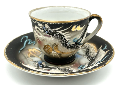 LOVELY 1920s Dragonware Tea Cup & Saucer NUDE GEISHA LITHOPHANE