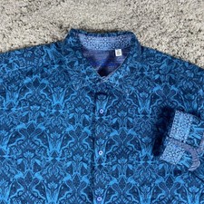 Robert Graham Shirt Mens 2XL Blue Damask Paisley Classic Fit Long Sleeve Button