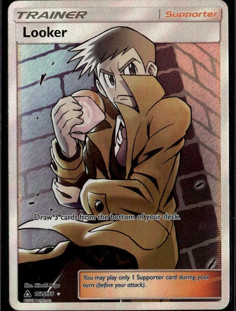 Looker Full Art Ultra Rare SM Ultra Prism 152/156 Supporter Holofoil Pokemon Car