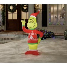 Grinch in Max Christmas Sweater Airblown Inflatable Yard Decoration 4 ft NEW