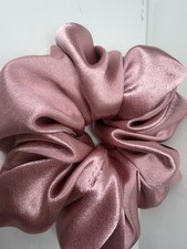 XXL Jumbo Women Satin Scrunchie Elastic Hairbands Hair Ties. Beige