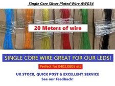 AWG34 Super Fine Single Core 20M PTFE Silver Plated Copper Wire UL1423 High