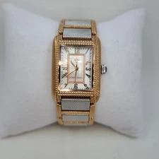 Judith Ripka Stainless Steel Lexington Watch Silvertone/Rosegoldtone, Large
