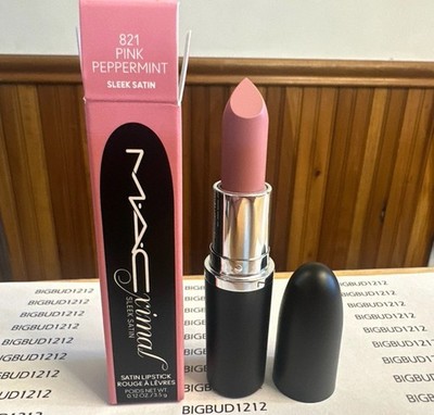 Mac MaXimal Sleek Satin Lipstick 821 PINK PEPPERMINT - Full Size 3.5 g / 0.12 Oz