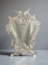 Miroir de table style louis XV bronze argenté XIXème