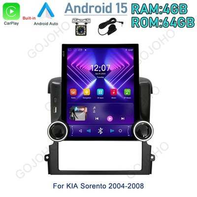 4+64G Car Stereo Radio For Kia Sorento 2004-2008 Wireless Carplay Android 15 BT