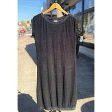 CHANEL Sz. 38 Black Gold Button Vintage Sleeveless Casual Midi Dress