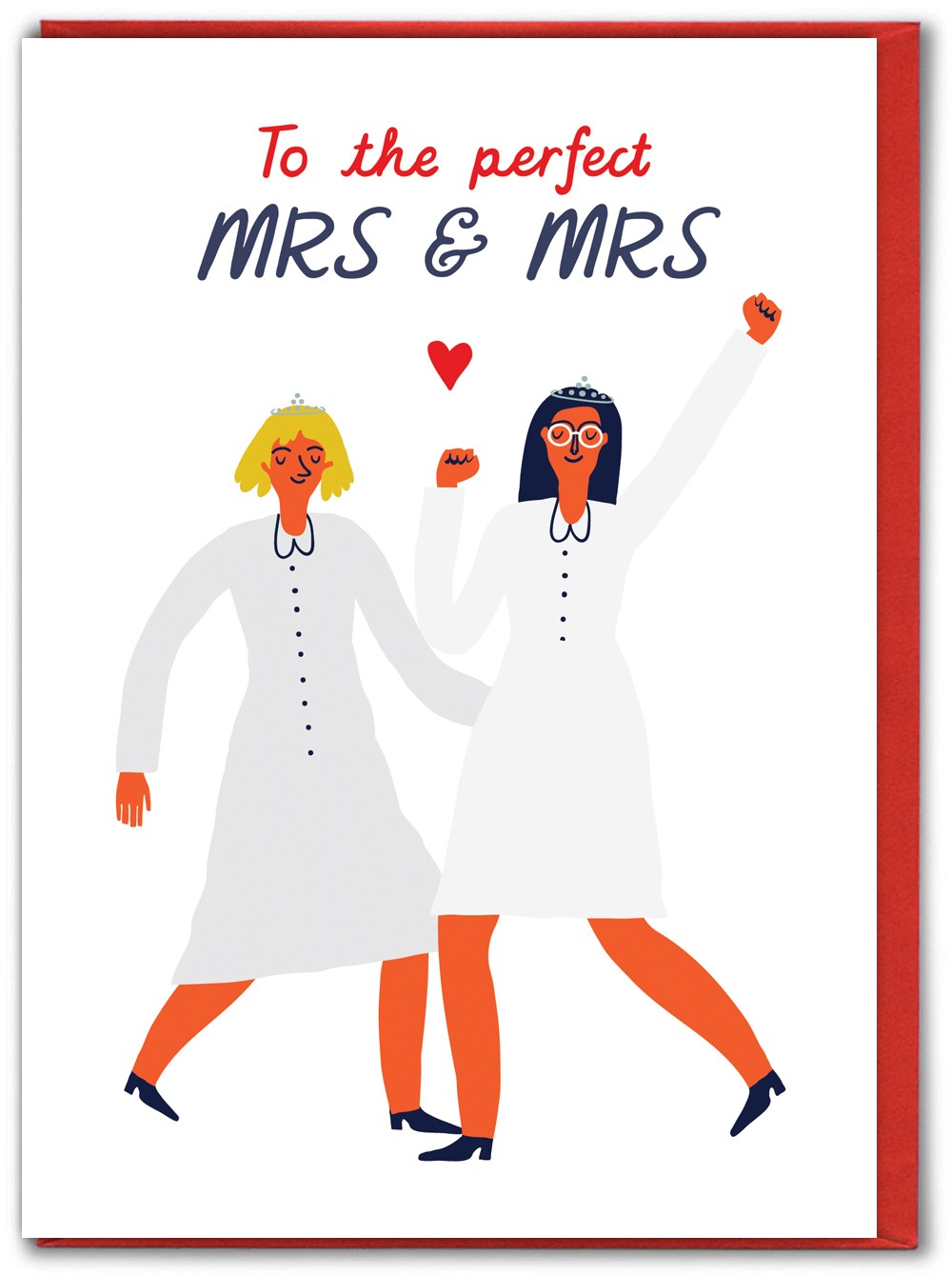 Cute Wedding Card Gay Same-Sex Witty Amusing 'Mrs & Mrs' ❤️ Fun Novelty Humour