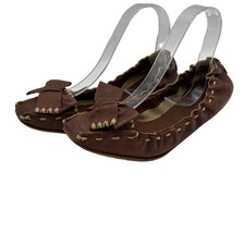 MIU MIU Ribbon Flat Shoes Leather Brown Women's Size EU38/US8