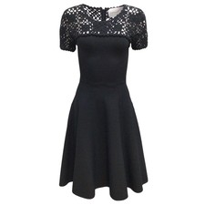 Carolina Herrera Scoop Neck Crochet Accents A-Line Dress, L (UK 12)