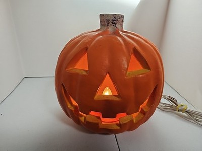 Vintage Foam Mold Halloween Light Up Pumpkin 1998 Jack-O-Lantern