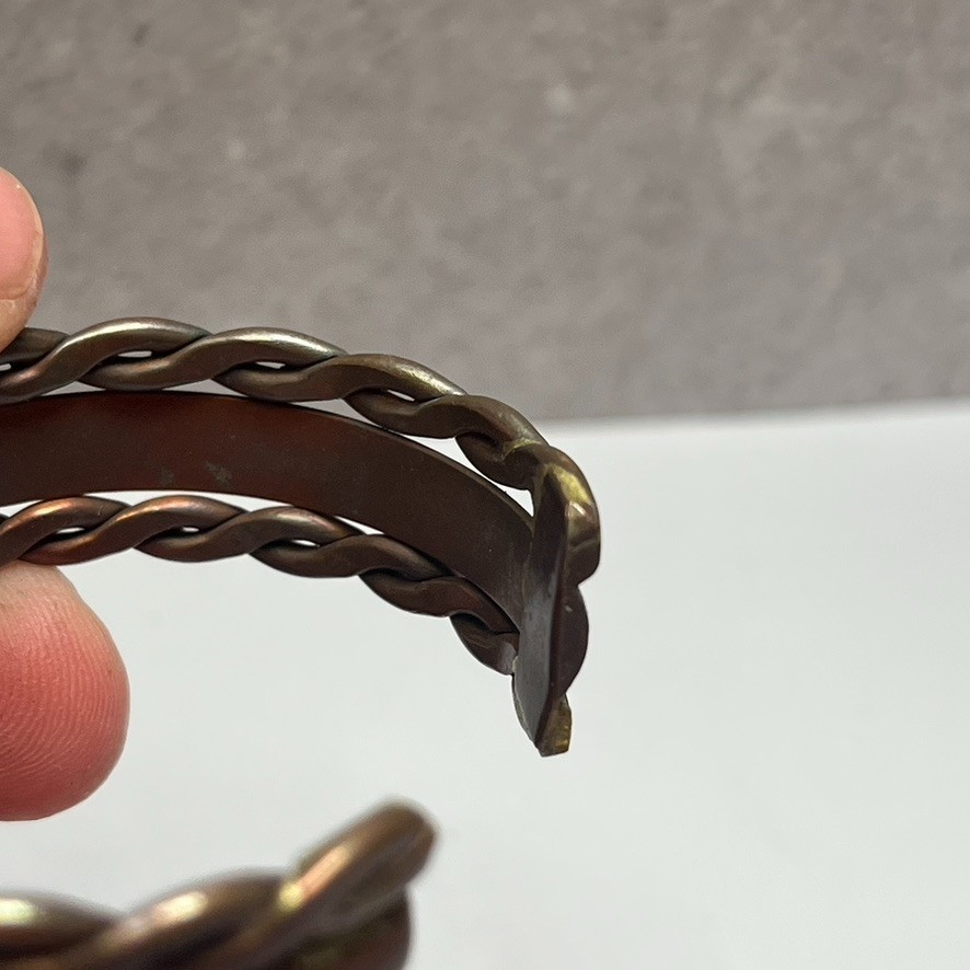 3- Solid Copper Braided Cuff Bracelet Vintage Ban… - image 8