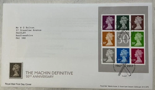 GB QEII 2017 The Machin Definitive Prestige Pane RM FDC Tallents House Tools SHS