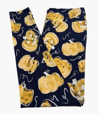 LuLaRoe Leggings TC Tall Curvy Halloween BLUE Fall PUMPKIN Jack-O-Lantern Doodle