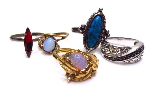 Vintage Costume Jewelry Lot Ring Lot Opal Uncas Avon