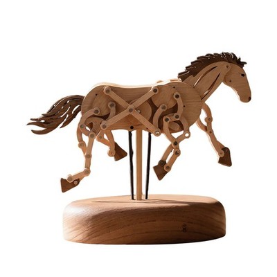 Wooden Articulated Horse Kinetic Sculpture - Galloping Motion Desk Toy Ornament