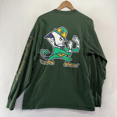 Vintage Notre Dame Shirt Men's XL Green Graphic Fighting Irish USA Made Spellout