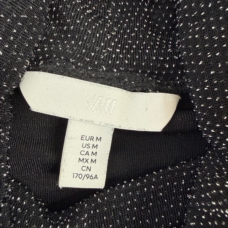 H&M black shimmer turtleneck top size M image 3