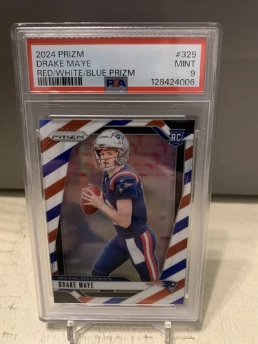 2024 PANINI PRIZM RED/WHITE/BLUE PRIZM #329 DRAKE MAYE ROOKIE RC PSA 9