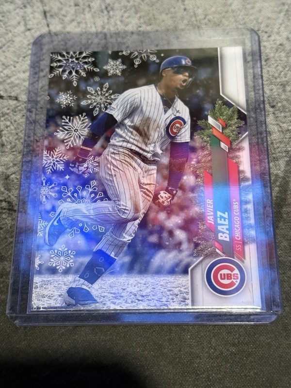 2020 Topps Walmart Holiday Photo Variations #HW67 Javier Baez snow on field - BB
